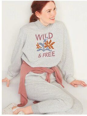 NWT French Terry Oversized Sweatshirt OLD NAVY Mock Neck Lounge Fleece S